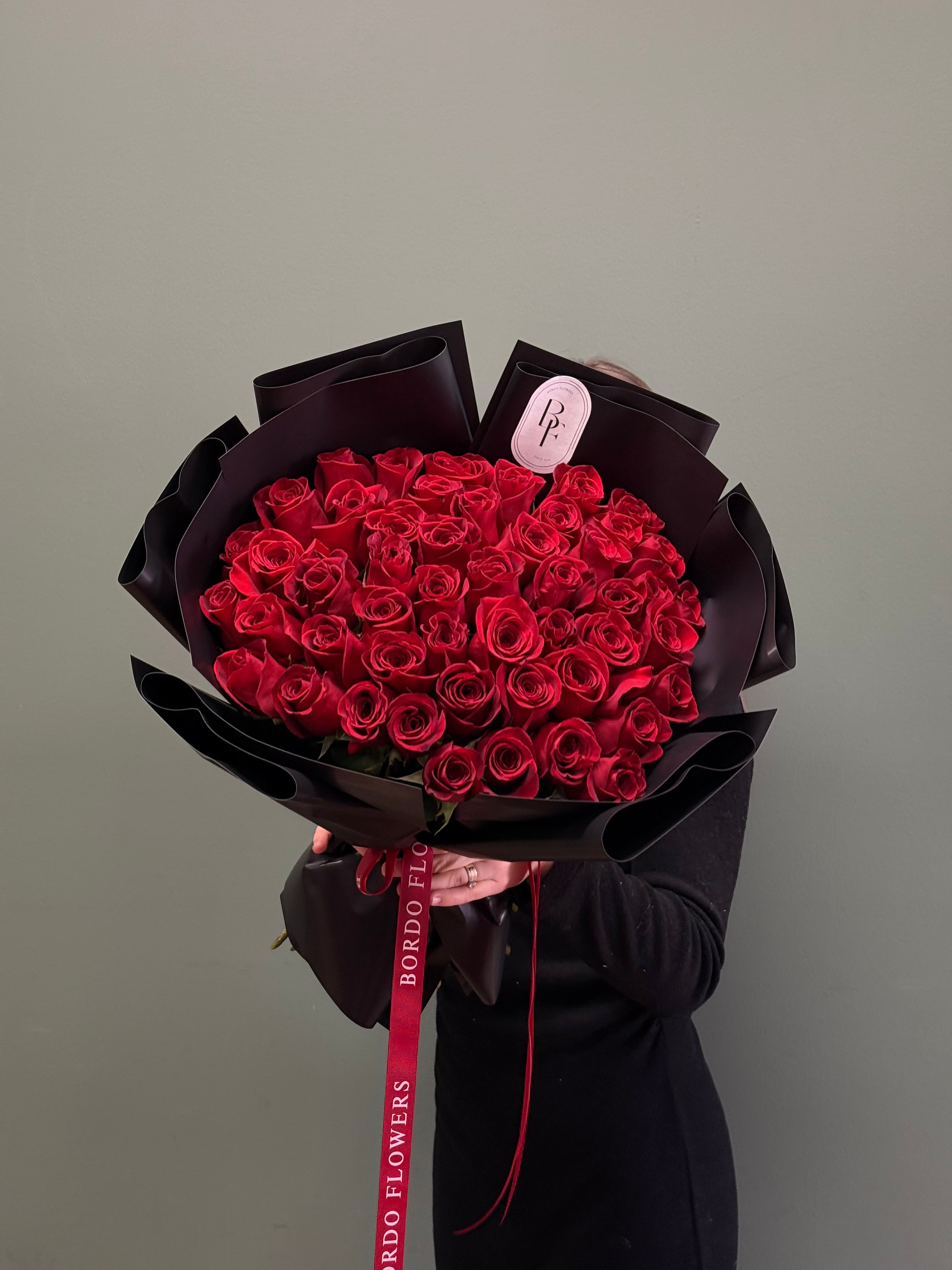 50 Red Roses In A Bouquet bouquet in Chicago, elegant fresh flower arrangement for same-day delivery